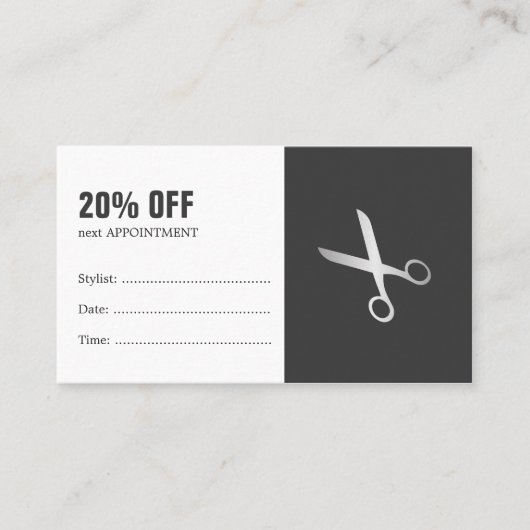 Minimal Graue Imitate Silberhaar Terminkupon Rabattkarte (Vorderseite)