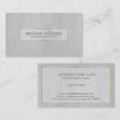 Minimal graue Ledertextur Gold Akzente Visitenkarte (Vorne/Hinten)