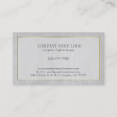 Minimal graue Ledertextur Gold Akzente Visitenkarte (Rückseite)