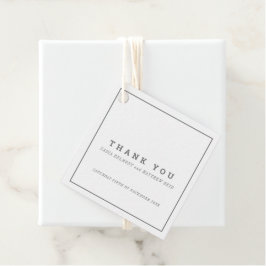 Minimal graue viereckige Hochzeit danke Geschenkanhänger