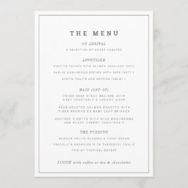 Minimal graue weiße Hochzeit oder Veranstaltung in Menükarte