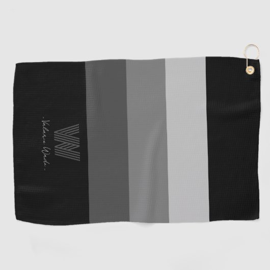 Minimal Gray Bar Monogram Golfhandtuch (Horizontal)