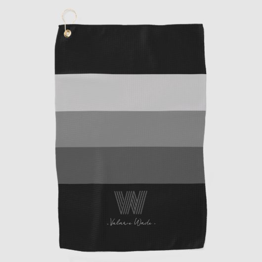 Minimal Gray Bar Monogram Golfhandtuch (Vorderseite)
