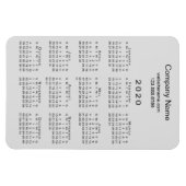 Minimal Gray Black 2020 Kalender Firmenname Info Magnet (Horizontal)