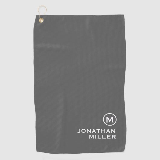 Minimal Gray Classic Monogramm Golfhandtuch (Vorderseite)