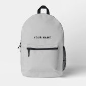 Minimal Gray Custom Name Backpack Bedruckter Rucksack (Vorderseite)