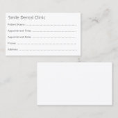 Minimal Gray Dental Appointment Card Terminkarte (Vorne/Hinten)