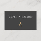 Minimal Gray Faux Gold Scissors Hair Stylist Visitenkarte (Vorderseite)