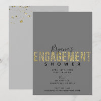 Minimal Gray Gold Flakes Glitzer Verlobung Dusche