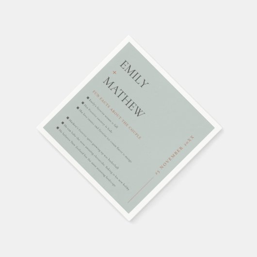 MINIMAL GRAY GREEN TYPOGRAPHY FUN FAACTS SERVIETTE (Ecke)