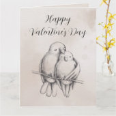 Minimal Gray Love Bird Romantischer Glossy Valenti Karte (Gelbe Blume)