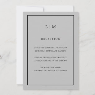 Minimal Gray Monogram Simple Elegante Wedding Einladung