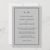 Minimal Gray Monogram Simple Wedding Einladung (Vorderseite)
