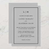 Minimal Gray Monogram Simple Wedding Einladung (Vorne/Hinten)
