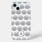 Minimal Gray Monogramed Seashell Pattern Case-Mate iPhone Hülle (Rückseite)