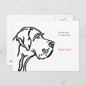 minimal Great Dane drawing announcement  Postkarte (Vorne/Hinten)