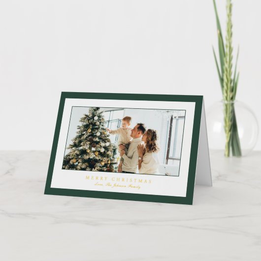 Minimal Green Border Foto Elegante Weihnachten (Vorderseite)