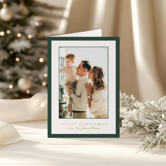 Minimal Green Border Photo Elegant Christmas