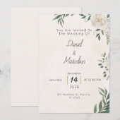 Minimal Green Botanical Wedding Invitation Einladung (Vorne/Hinten)
