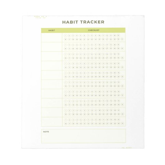 Minimal Green Daily Checklist Planner Design Notizblock (Vorderseite)