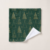 Minimal Green Gold Weihnachtsbaum Badhandtuch Set (Waschlappen)