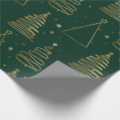 Minimal Green Gold Weihnachtsbaum Geschenkpapier (Ecke)