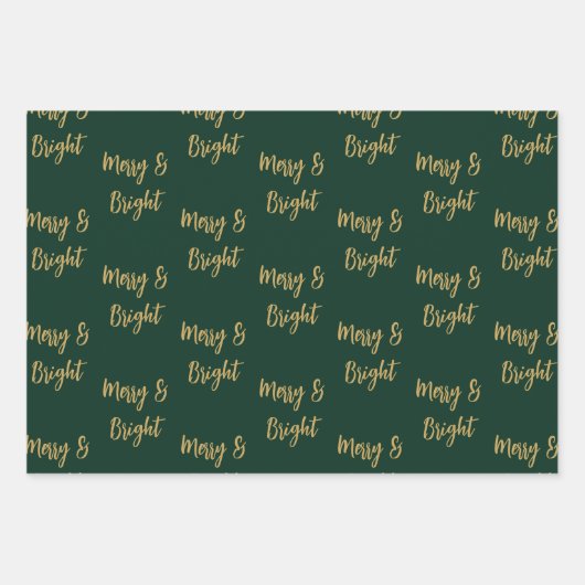 Minimal Green Gold Weihnachtsbaum Geschenkpapier Set (Vorderseite 2)