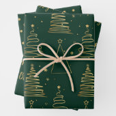 Minimal Green Gold Weihnachtsbaum Geschenkpapier Set (Beispiel)