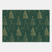 Minimal Green Gold Weihnachtsbaum Geschenkpapier Set (Vorderseite)