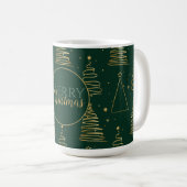 Minimal Green Gold Weihnachtsbaum Kaffeetasse (VorderseiteRechts)