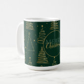 Minimal Green Gold Weihnachtsbaum Kaffeetasse (Vorderseite Links)