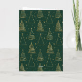 Minimal Green Gold Weihnachtsbaum Karte (Rückseite)
