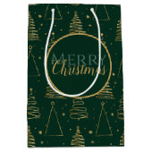 Minimal Green Gold Weihnachtsbaum Mittlere Geschenktüte (Vorderseite)