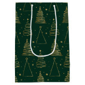 Minimal Green Gold Weihnachtsbaum Mittlere Geschenktüte (Rückseite)