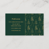 Minimal Green Gold Weihnachtsbaum Visitenkarte (Rückseite)