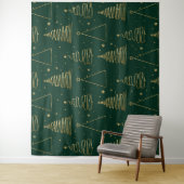 Minimal Green Gold Weihnachtsbaum Wandteppich (Beispiel)