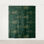 Minimal Green Gold Weihnachtsbaum Wandteppich (Vorderseite)