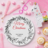 Minimal Green Leaf Holiday Dinner Plate Pappteller (Party)