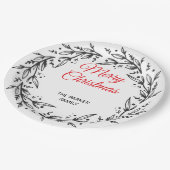 Minimal Green Leaf Holiday Dinner Plate Pappteller (Schrägansicht)