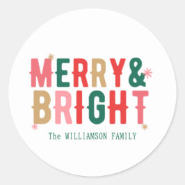 Minimal Green Red Brown Bold Typografie Weihnachte Runder Aufkleber