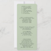 Minimal Green Sage Wedding Programs Einladung (Rückseite)