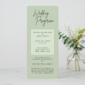 Minimal Green Sage Wedding Programs Einladung (Stehend Vorderseite)