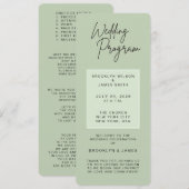 Minimal Green Sage Wedding Programs Einladung (Vorne/Hinten)