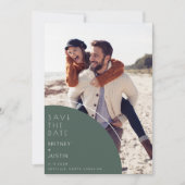 Minimal Green Two Foto Wedding Save The Date (Vorderseite)