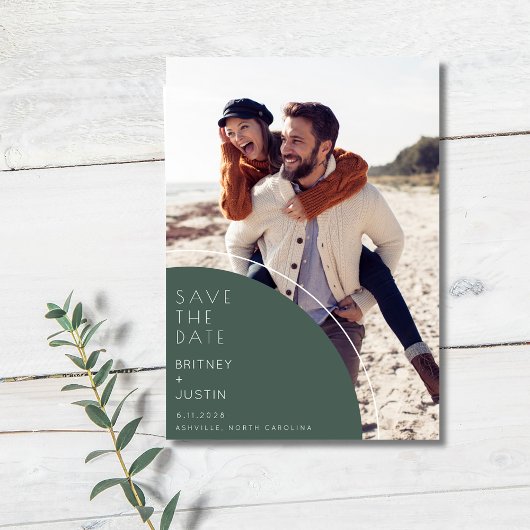 Minimal Green Two Foto Wedding Save The Date