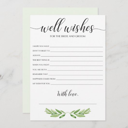 Minimal Greenerity Wedding Brunnen Wünsche und Rat (Vorne/Hinten)