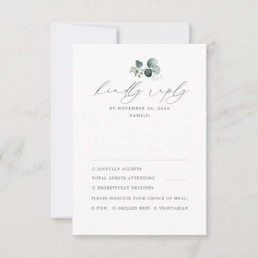 Minimal Greenerity Wedding RSVP (Vorderseite)