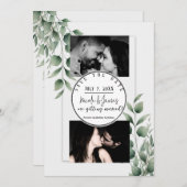 Minimal Greenery Blätter Moderne Weiß Save the Dat Einladung (Vorne/Hinten)