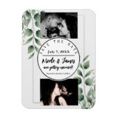 Minimal Greenery Blätter Moderne Weiß Save the Dat Magnet (Vertikal)