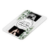 Minimal Greenery Blätter Moderne Weiß Save the Dat Magnet (Linke Seite)